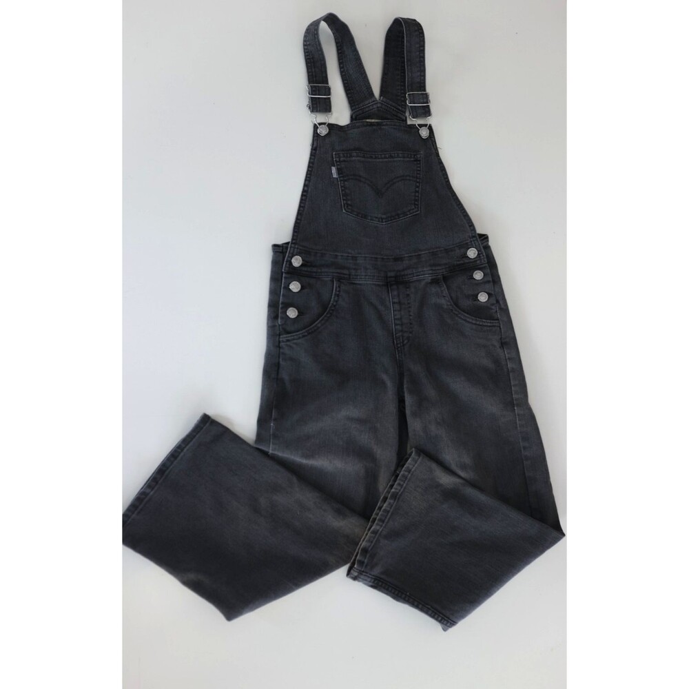 Levis Silver Tab Denim Overalls Stone Wash Black Little Girls Youth 10R Bibs